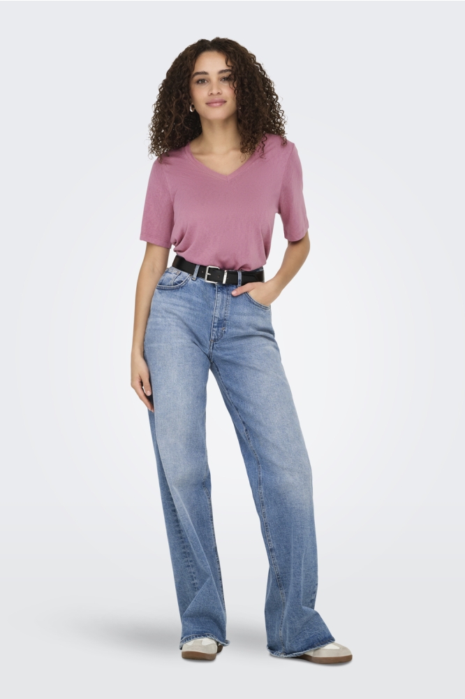 ONLELISE S/S V-NECK TOP JRS NOOS 15257390 HEATHER ROSE